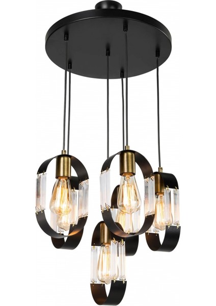 AV-65185-6T-BSY Siyah Boyalı Modern Avize E27 Metal Cam 40cm