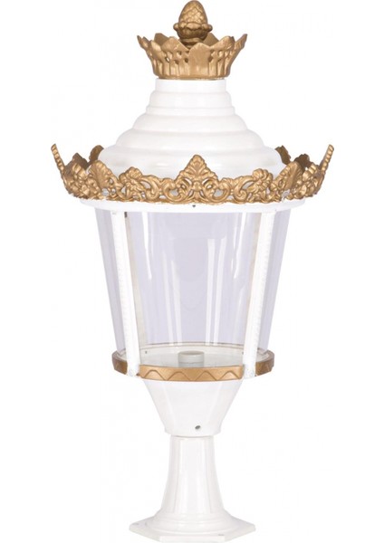 BSU-68008-BBY Beyaz/Sarı Boyalı Dış Mekan Aydınlatma E27 Aluminyum Akrilik Cam 50cm