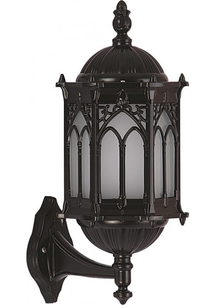 BAP-68051-BSY-M1-OP Siyah Boyalı Dış Mekan Aydınlatma E27 Aluminyum Polikarbon Cam 25x20cm