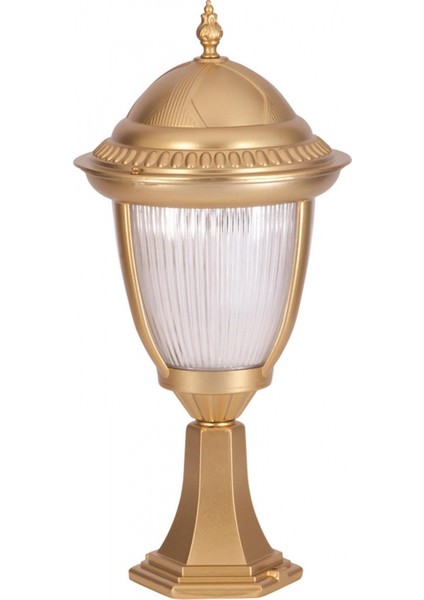 BSU-68053-BSA-K Sarı Boyalı Dış Mekan Aydınlatma E27 Aluminyum Döküm Dip Polikarbon Cam 25cm