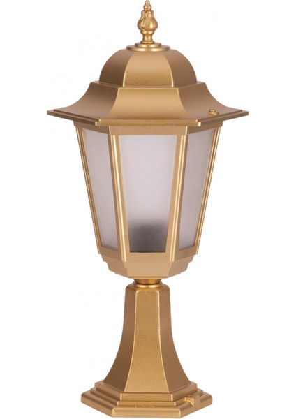 BSU-68054-BSA-KOP Sarı Boyalı Dış Mekan Aydınlatma E27 Aluminyum Döküm Dip Polikarbon Cam 27cm