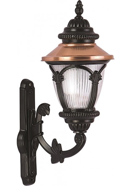 BAP-68057-BSY-M2 Kahverengi/Siyah Boyalı Dış Mekan Aydınlatma E27 Aluminyum Polikarbon Cam 38x25cm