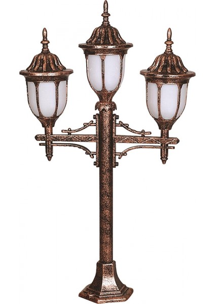 BSU-68177-3BKR Kahverengi Boyalı Dış Mekan Aydınlatma E27 Çelik Boru ABS Polikarbon Cam 50cm