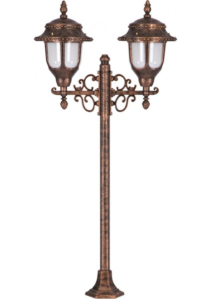 BSU-68180-2BKR Kahverengi Boyalı Dış Mekan Aydınlatma E27 Çelik Boru ABS Polikarbon Cam 50x25cm