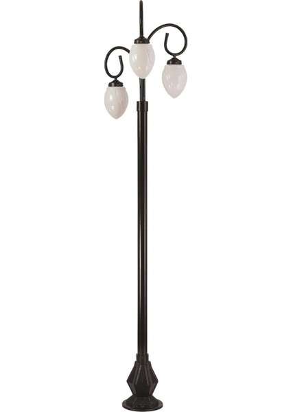BSU-68204-BSY-M2-B Siyah Boyalı Dış Mekan Aydınlatma E27 Çelik Boru ABS Akrilik Cam 65cm