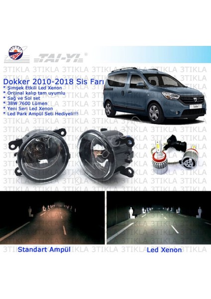 Dacia Dokker Beyaz Led Xenon Sis Farı Seti