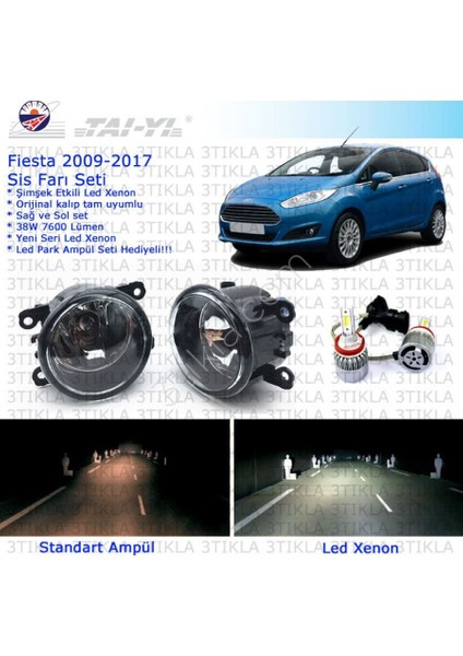 Ford Fiesta 2009-2017 Beyaz Led Xenon Sis Farı Seti