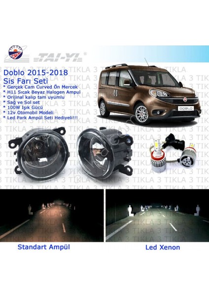 Fiat Doblo 2015-2018 Beyaz Led Xenon Sis Farı Seti