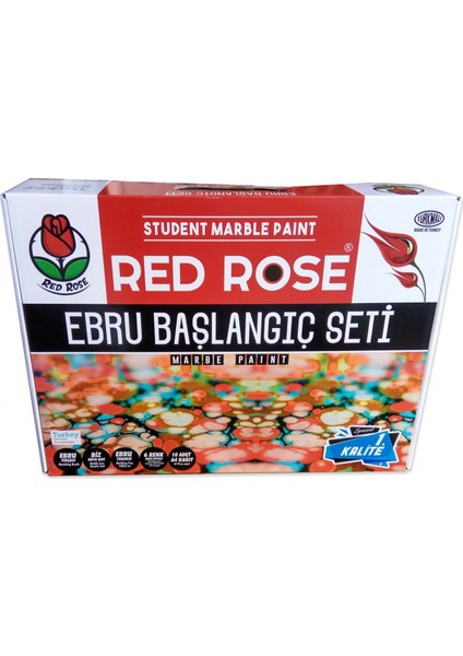 Ebru Başlangıç Seti, Hazır Ebru Yapım Seti, 6 Renk Ebru Boyası, Red Rose Ebru Seti