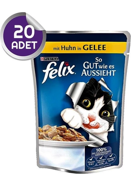 Felix Pouch Tavuk Etli Yaş Kedi Maması 100 Gr 20 Adet