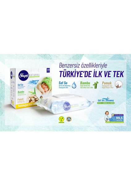 Natural Yenidoğan Islak Pamuklu Bambu Havlu 4x(3x40) (480 Yaprak)