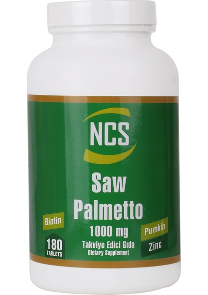 Saw Palmetto 1000 Mg Pumpkin Biotin Zinc Complex 180 TABLET