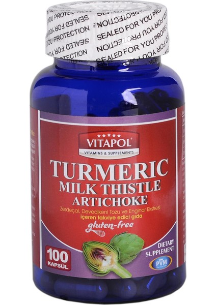 Turmeric Milk Thistle Artichoke Gluten Free 100 Kapsül