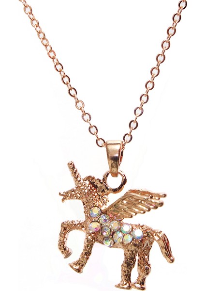 Pegasus Kolye Rose Gold Renk Zirkon Taşlı Pegasus Kolye