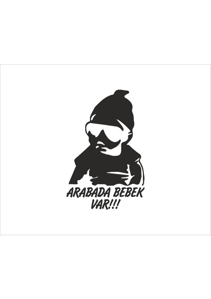 Arabada Bebek Var Sticker (Beyaz)