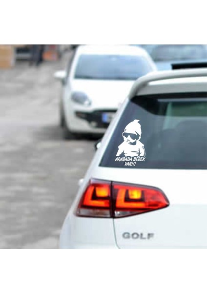 Arabada Bebek Var Sticker (Beyaz) fiyatları