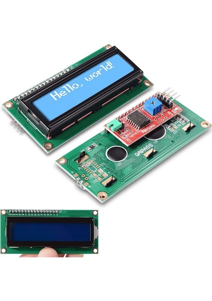 16x2 Karakter LCD Ekran I2C Modüllü - Mavi