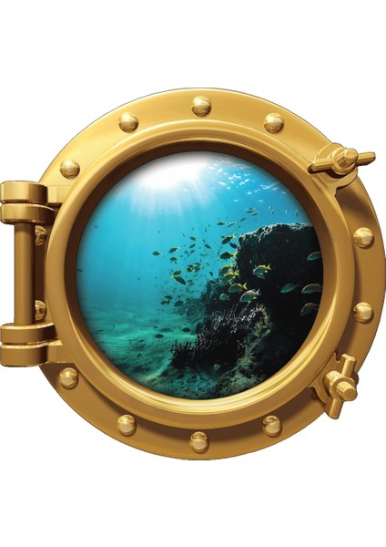 Gemi Denizaltı Pencere Balık Su Altı Duvar Sticker