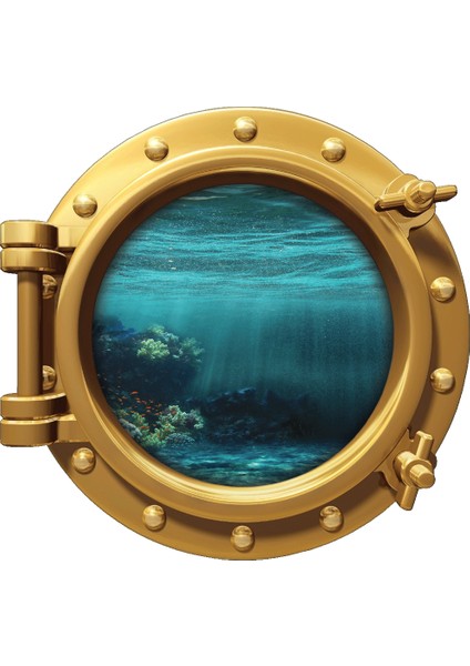 Gemi Denizaltı Pencere Mercan Balık Duvar Sticker