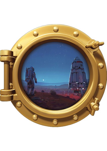 Uzay Gemisi Astronot Gezegen Roket Duvar Sticker