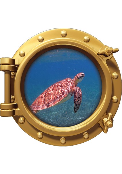 Gemi Denizaltı Pencere Deniz Kaplumbağası Duvar Sticker