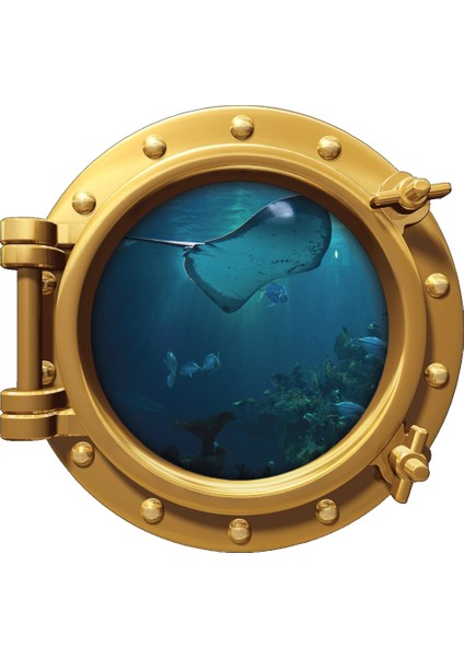 Gemi Denizaltı Pencere Mercan Balıklar Duvar Sticker