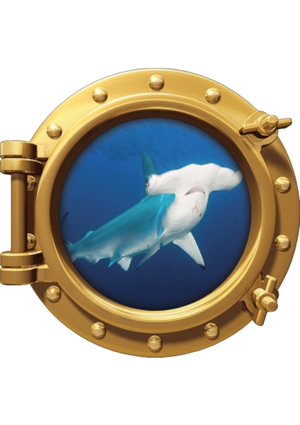 Gemi Denizaltı Pencere Çekiç Başlı Köpek Balığı Duvar Sticker