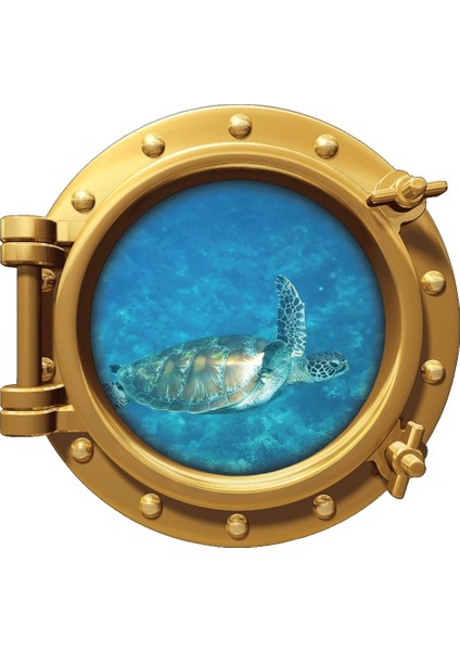 Gemi Denizaltı Pencere Deniz Kaplumbağası Duvar Sticker