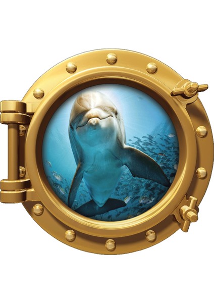 Gemi Denizaltı Pencere Yunus Duvar Sticker