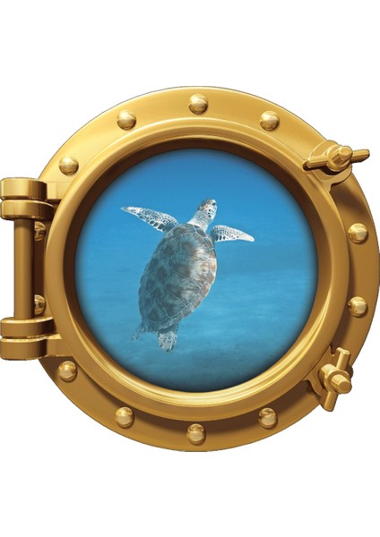 Gemi Denizaltı Pencere Deniz Kaplumbağası Duvar Sticker