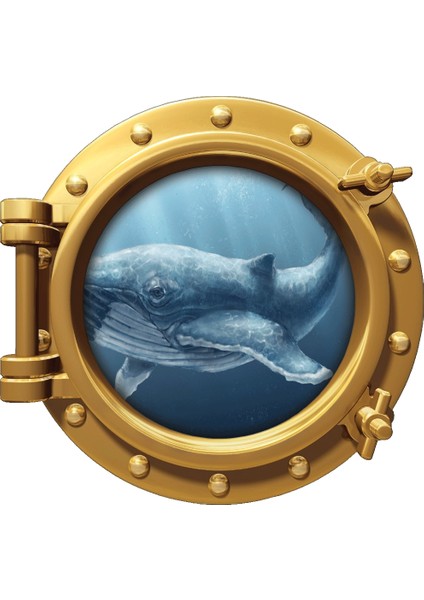 Gemi Denizaltı Pencere Kambur Balina Duvar Sticker