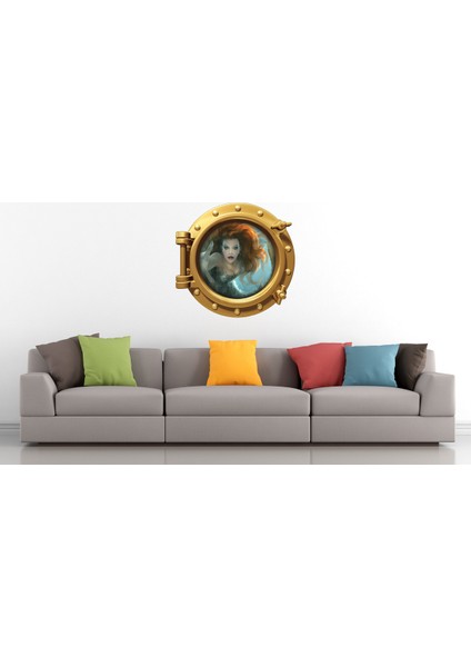 Gemi Denizaltı Pencere Deniz Kızı Duvar Sticker