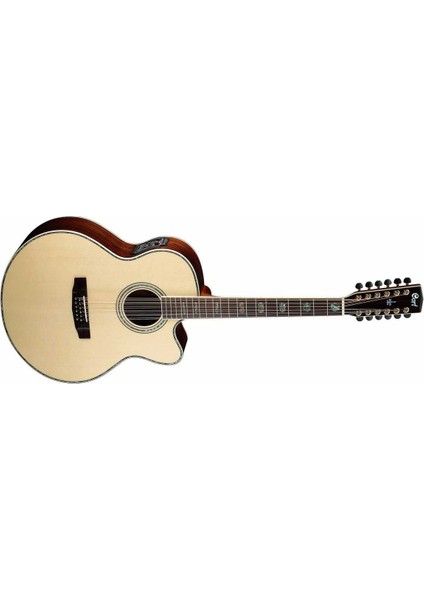 E.Akustik Gitar, 12 Telli Jumbo Cutaway, Natürel, F