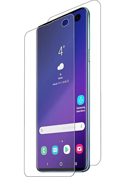 Samsung Galaxy S10 Ön + Arka Tam Ekran Kaplayıcı Film Kavisler Dahil Şeffaf