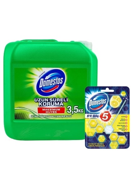 Çamaşır Suyu 3.5kg+Domestos 5Li Güç Tuvalet Bloğu