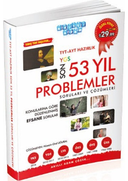 TYT AYT Hazırlık Son 53 Yıl Matematik Çıkmış Sorular ve Çözümleri Akıllı Adam Yayınları