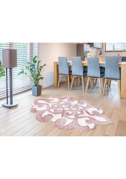 Figürlü Özel Kesim Yıkanabilir Kaymaz Taban Halı 102 Pudra 80 x 200 cm