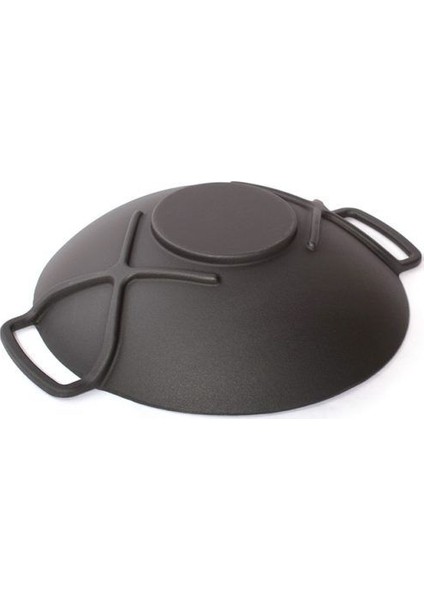 35 cm Döküm Demir Wok Tava - Siyah