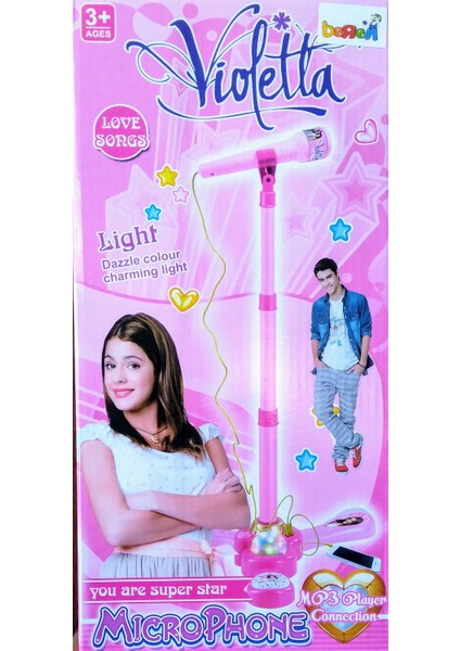 Violetta Ayarlanabilir Ayaklı Işıklı Karoekeli Mikrofon Seti
