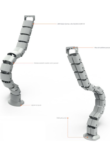 Masa Altı Omurga Kablo Kanalı-Gri