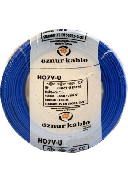 Kablo 10 Mm Nya Mavi 100 Metre