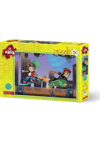 Art Çocuk Puzzle Kaykaycı Çocuklar 50 Parça Puzzle