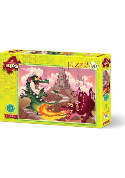 Art Çocuk Puzzle Ejderhalar 50 Parça Puzzle