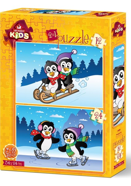 Art Çocuk Puzzle Penguenler 12+24 Parça Puzzle