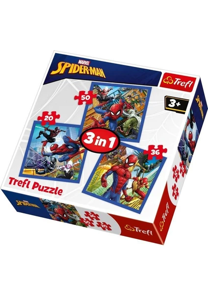 Çocuk Puzzle Spider Force / Disney Marvel Spiderman 20+36+50 Parça 3 in 1 Puzzle