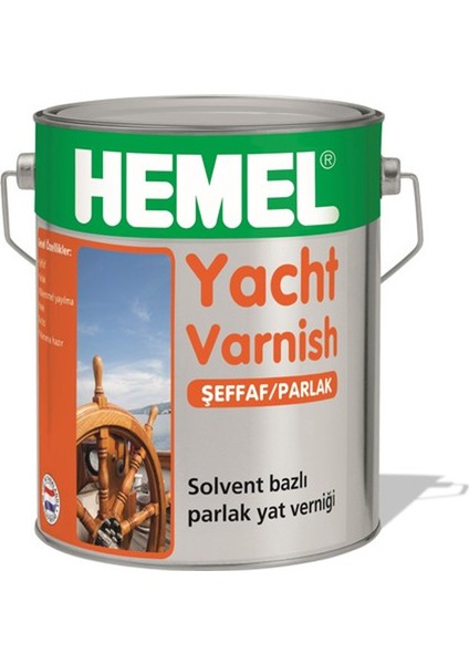 Hemel Yacht Varnish Solvent Bazlı Parlak Cila Dış Mekan 2.5 Lt Yat Verniği