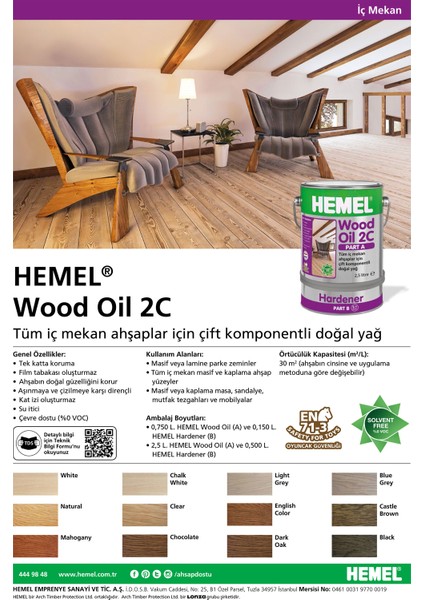 Hemel Wood Oil 2C Set Yağ İç Mekan 0,30 Lt