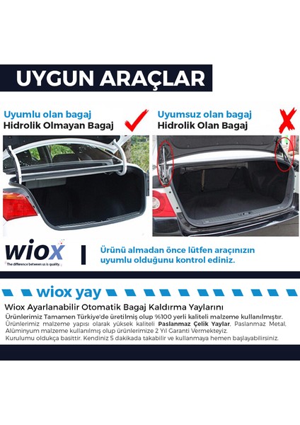 Ayarlanabilir Otomatik Bagaj Kaldırma Yayı