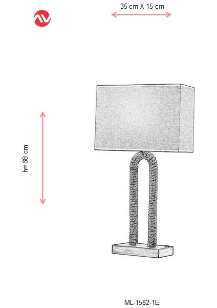 AVONNI ML-1582-1E Eskitme Kaplama Masa Lambası E27 Metal Jüt Halat 35x20cm