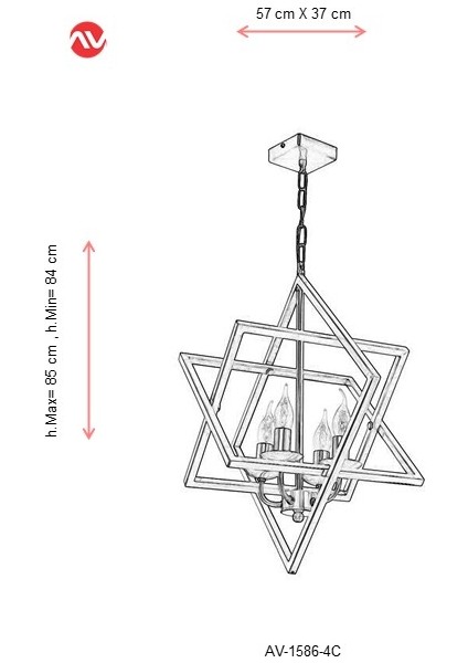 AV-1586-4C Bakır Kaplama Modern Avize fiyatları